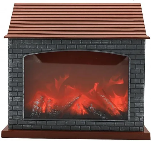Vista 18 de Farol de chimenea pequeño y acogedor tradicional realista con efecto de llama de leña, luz LED, estilo carbón, lámpara de mesa