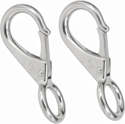 Vista 7 de Stainless Steel 316 Spring Snap Hook – Fixed Eye Clip for Boat, Flag Pole, Keychain, Car Keys Rustproof Snap Shackle with High-Strength Locking
