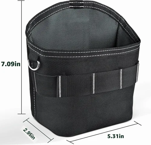 Vista 3 de Bolsa de herramientas SOGCASE para clavos y tornillos con clip para cinturón (XL, Negro)