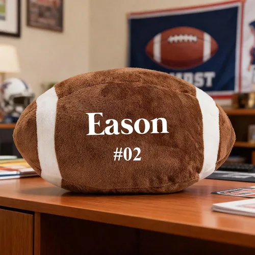 Vista 4 de Mostop Almohada de fútbol personalizada con nombre y número personalizados, regalos de cumpleaños de Navidad para niños, papá, deportes, atletas