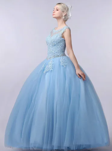 Vista 3 de CharmingBridal Vestidos de quinceañera de encaje con cuello barco, vestido de baile de princesa 2023