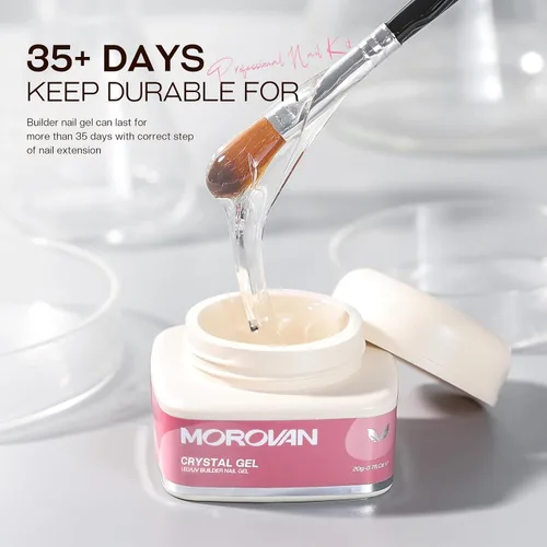 Vista 2 de Morovan Gel Constructor para Uñas: Gel Duro de Larga Duración para Extensión de Uñas, Gel Constructor Transparente, Fortalecedor de Uñas, Escultura