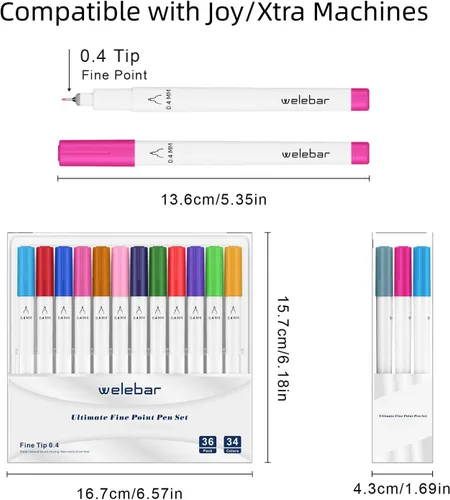 Vista 4 de Bolígrafos de punta fina de 0.4 puntas compatibles con Cricut Joy/Xtra, paquete de 36 bolígrafos surtidos de punta fina para dibujar, escribir, 0.4