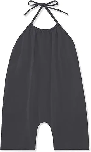 Vista 3 de Mono holgado con tirantes sin espalda para niñas pequeñas, lindo peto halter tipo harén con bolsillos