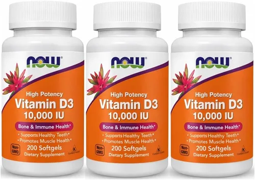 Vista 8 de NOW Foods Suplementos, Vitamina D-3 10,000 UI, Máxima Potencia, Soporte Estructural*, 200 Cápsulas Blandas