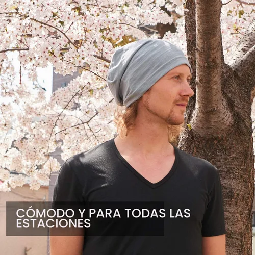 Vista 2 de CHARM Gorro de Verano de Algodón para Hombres y Mujeres - Gorro Ligero Holgado de Quimioterapia para Mujeres, Sombrero Holgado de Moda Hipster Negro