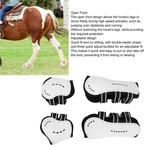 Vista 9 de Zerodis 4 botas de caballo, botas de tendón de caballo con frente abierto, botas ajustables y ligeras para pierna de caballo con correas de hebilla