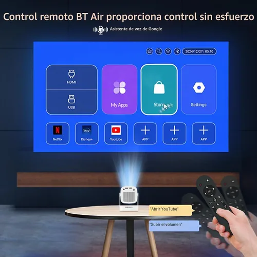 Vista 3 de Proyector Mini Reiie HY260Pro Inteligente con Enfoque Automático y Soporte 4K, WiFi6 + Bluetooth 5.4, 200 ANSI, Altavoz Integrado, Control Remoto