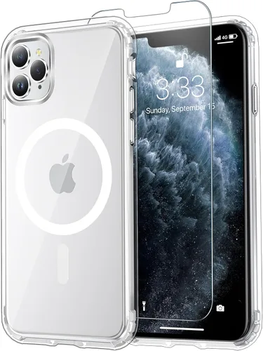 Vista 35 de Funda transparente para iPhone 11 con protector de pantalla, compatible con Magsafe, antiamarilleo, protección de grado militar, a prueba de golpes