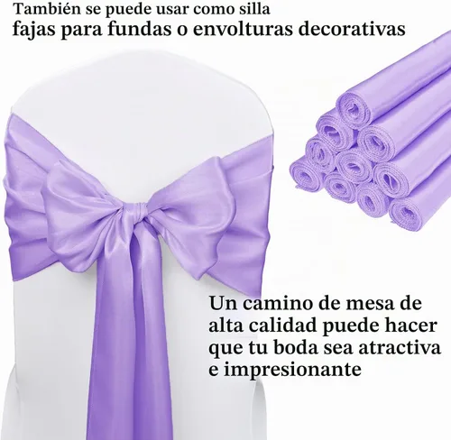 Vista 3 de 10-Pack Lavender 12 x 108 inches Long Premium Satin Table Runner Lavanda