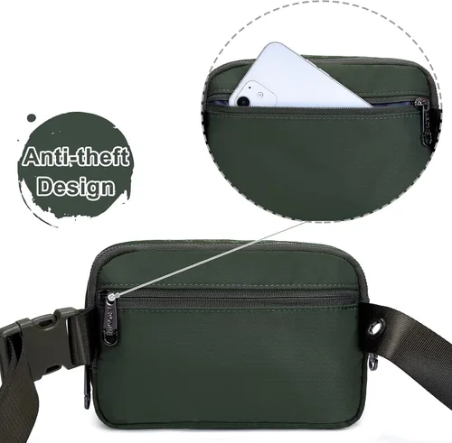 Vista 6 de AROME Mini bolsa de cinturón para mujer, riñonera de moda, cangurera cruzada con extensor de correa para mujeres y hombres, bolsa de cintura