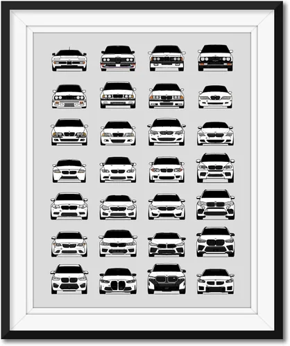 Vista 11 de Custom Car Posters Póster hecho a mano compatible con BMW M Car Poster Print Wall Art Decor of all BMW M Power Cars M3, M4, M5, M2, M6, M1 y más