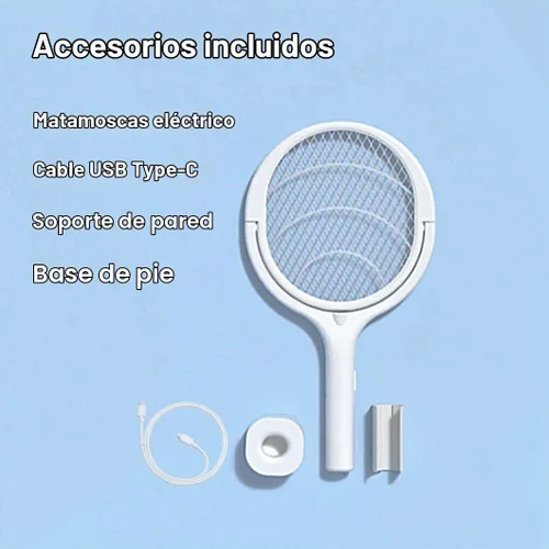 Vista 6 de Matamoscas eléctrico, raqueta exterminadora de insectos USB-C