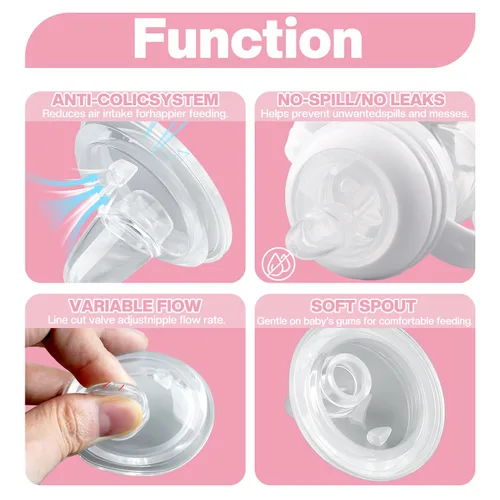 Vista 6 de Tetina para sorber compatible con biberones naturales Philips Avent, tetina de copa con pajita, tetina suave 100% de silicona, flujo variable, sin