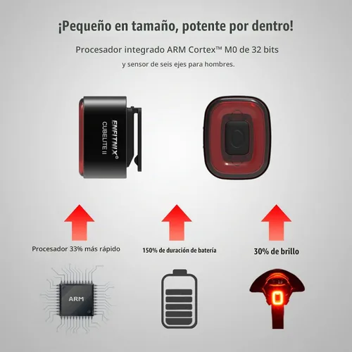 Vista 3 de CUBELITE II Luz inteligente para bicicleta, detección automática de luz ambiental, luz trasera con detección de freno, recargable por USB, súper