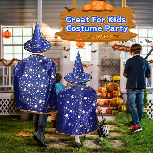 Vista 7 de Wizard Witch Cloak Costume Kids Witches Capes Wizard Cloak Ghost Costume Set Props