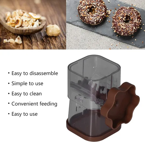 Vista 2 de Picador de nueces, molinillo manual de ABS para moler frutas secas, molinillo de nueces de manivela, para almendras picadas, avellanas, nueces