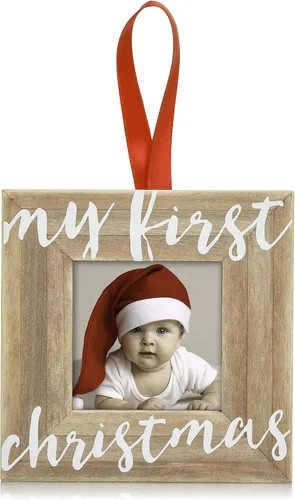 Vista 7 de Pearhead Ornamento de Marco de Fotos de Madera para la Primera Navidad del Bebé, Foto de Recuerdo de Hito de Recién Nacido, Regalo Navideño