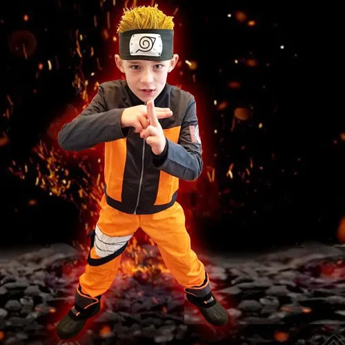 Vista 7 de HANERREAL Disfraz de anime para niños, Halloween, cosplay, chaquetas, pantalones, conjunto completo