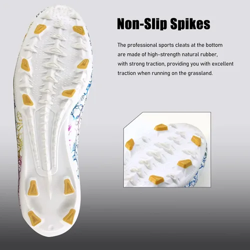 Vista 4 de Zapatos de fútbol para hombre y mujer, botas de fútbol de alta calidad, ligeras y transpirables, tenis de fútbol de uñas largas, suela de goma