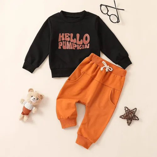 Vista 16 de Ropa de Halloween para bebé, sudadera de manga larga con diseño de calabaza, conjunto de pantalones de fiesta de Halloween para otoño e invierno