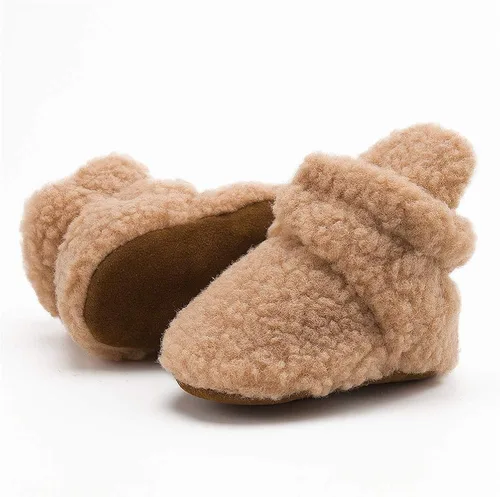 Vista 5 de HsdsBebe Unisex Newborn Baby Cotton Booties Non-Slip Sole for Toddler Boys Girls Infant Winter Warm Fleece Cozy Socks Shoes