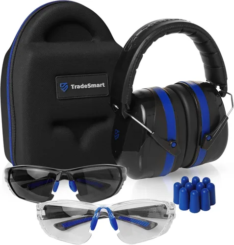 Vista 10 de TradeSmart All-in-One Shooting Ear Protection - Comfort+ NRR 28 Earmuffs, Glasses & Earplugs + Carry Case