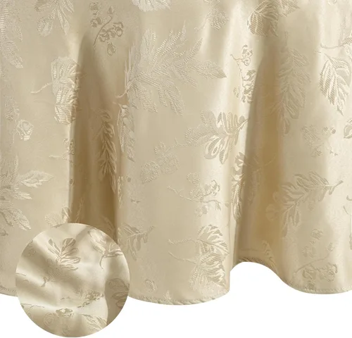 Vista 21 de Elrene Home Fashions. - Elegante mantel de damasco, diseño de hojas tejidas.