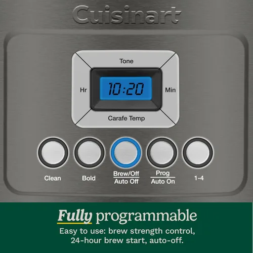 Vista 4 de Cuisinart Cafetera de 14 tazas, máquina de café programable PerfecTemp de Negro/Inoxidable