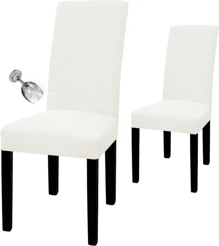 Vista 25 de Easy-Going - Juego de 2 fundas para sillas de comedor 100% impermeables, de tela Jacquard elástica, fundas protectoras removibles y lavables