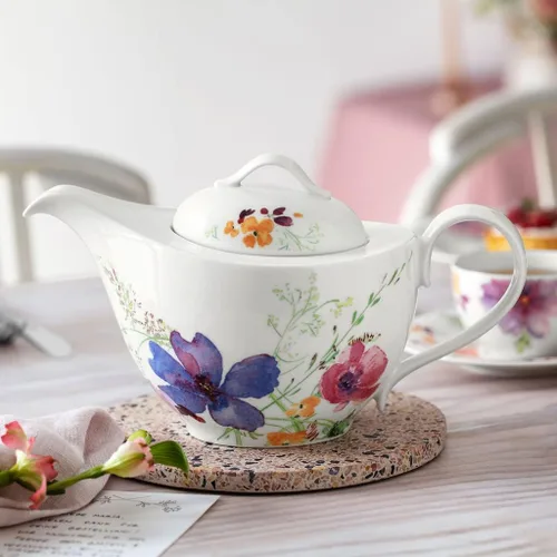 Vista 2 de Villeroy & Boch Mariefleur - Tetera básica, 33.75 onzas, porcelana premium, blanco/multicolor