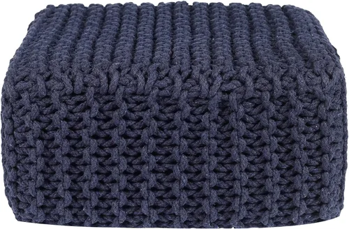 Vista 4 de REDEARTH · Taburete otomano bajo en forma de cubo – Puf tejido a mano – Puf bohemio de cordón – Decoración del hogar – Reposapiés relleno para sala