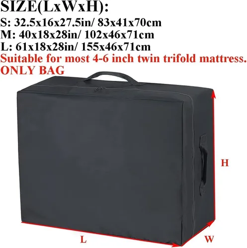 Vista 3 de Bolsa de transporte para colchón de tres pliegues, impermeable, plegable, de espuma viscoelástica, estrecha, tamaño individual, bolsas
