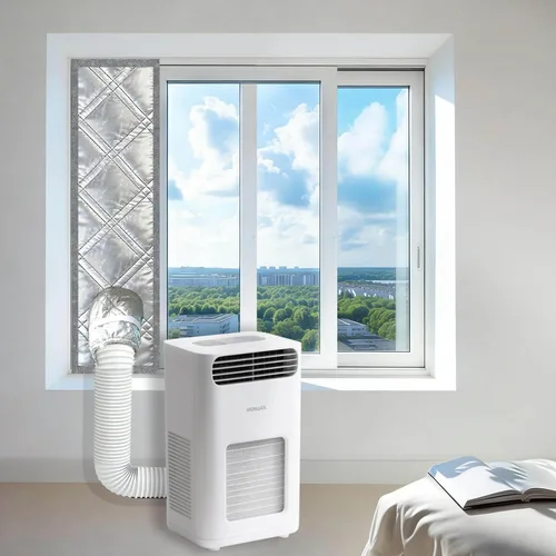 Vista 11 de Kit de ventana de aire acondicionado portátil resistente de 40 pulgadas, protector térmico de papel de aluminio reflectante, 100% opaco e