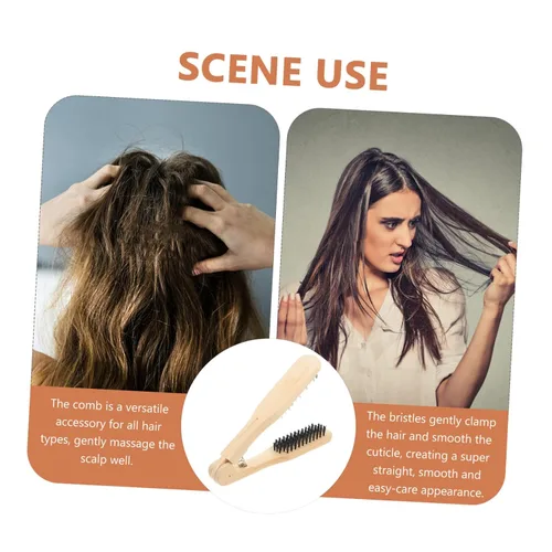 Vista 3 de Healifty Madera de doble cara antiestático enderezar el cabello y peinar cepillo/herramienta de peine (marrón)