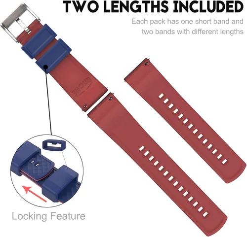 Vista 3 de Ritche - Correas de silicona de 18, 20, 22, 24 mm para reloj, correas de goma de liberación rápida para hombre