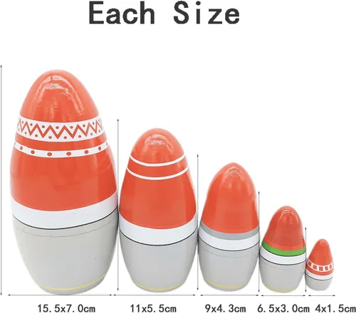 Vista 3 de Konrisa Muñecos anidables de Papá Noel enano Matryoshka - Muñecos de madera rusa para fiestas de cumpleaños, juego de 5