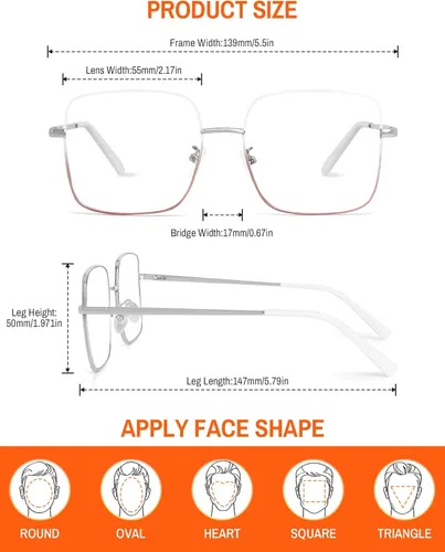 Vista 5 de ROWCHIC Blue Light Glasses, Stylish Anti Blue Light Blocking Glasses for Computer Reading, Gaming, TV, Phones