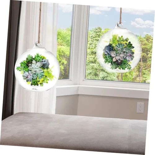 Vista 5 de ibasenice Jarrón de vidrio colgante contemporáneo para plantas carnívoras decoración del hogar globo terrario colgante