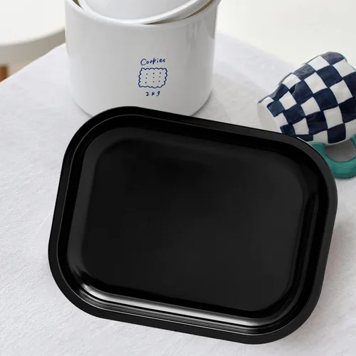 Vista 4 de Bandeja de metal con ruedas (negro, 7" x 5.5")