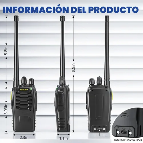 Vista 7 de 888HD Walkie Talkies, radios digitales bidireccionales para 888HD-6 Pack