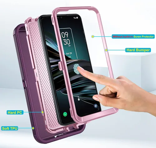 Vista 5 de Asuwish Funda de teléfono para Samsung Galaxy A03 Core Cell Cover híbrida resistente a prueba de golpes, a prueba de caídas, cuerpo completo