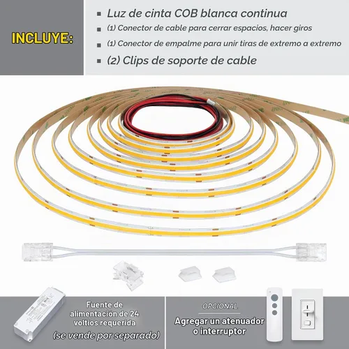 Vista 3 de Armacost Lighting RibbonFlex Pro 24V Luz de Tira LED COB Blanca, 2700K, 165 Lúmenes/Pie, 2.5M 171110 Blanco cálido 2700K