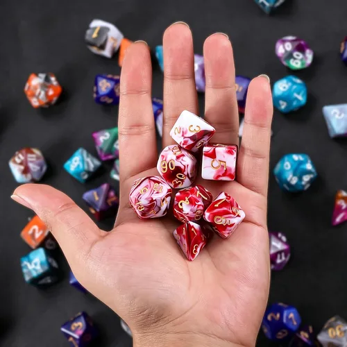 Vista 5 de QMAY - Juego de dados para DND, 7 dados poliédricos con bolsa de dados para juegos de mesa D&D