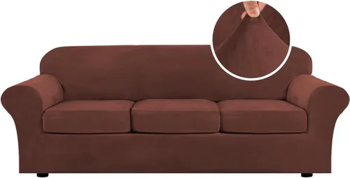 Vista 40 de H.VERSAILTEX - Funda elástica para sofá de 2 piezas, funda protectora de terciopelo, suave, con parte inferior elástica, con un ancho de hasta 49