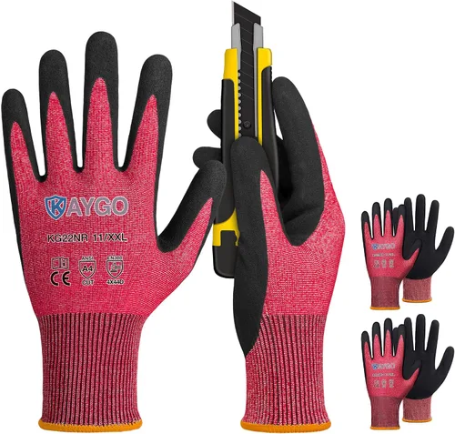 Vista 9 de KAYGO ANSI A4 Cut Resistant Gloves, Level 4 Abrasion Resistant Work Gloves
