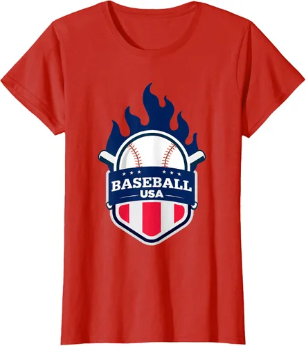 Vista 72 de Baseball USA Support the Team Shirt - Camiseta con la bandera de Estados Unidos, Blanco, S