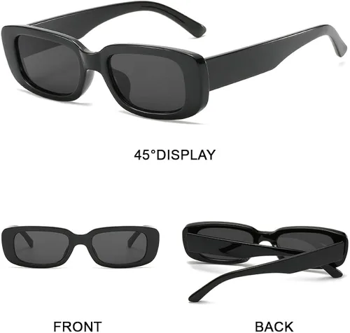 Vista 6 de Mehhlly Lentes de sol rectangulares para mujeres y hombres, lentes retroTrendy estrechos y delgados con marco cuadrado
