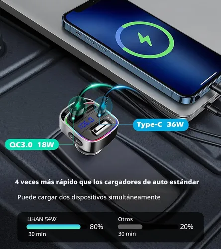 Vista 3 de LIHAN - Adaptador Bluetooth para automóviles antiguos, transmisor FM, manos libres