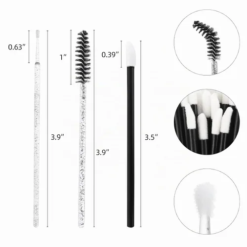 Vista 2 de Kit de suministros de extensión de pestañas de 1500 piezas, 500 varitas de rímel, 500 cepillos de labios, 500 micro hisopos negros, cepillos